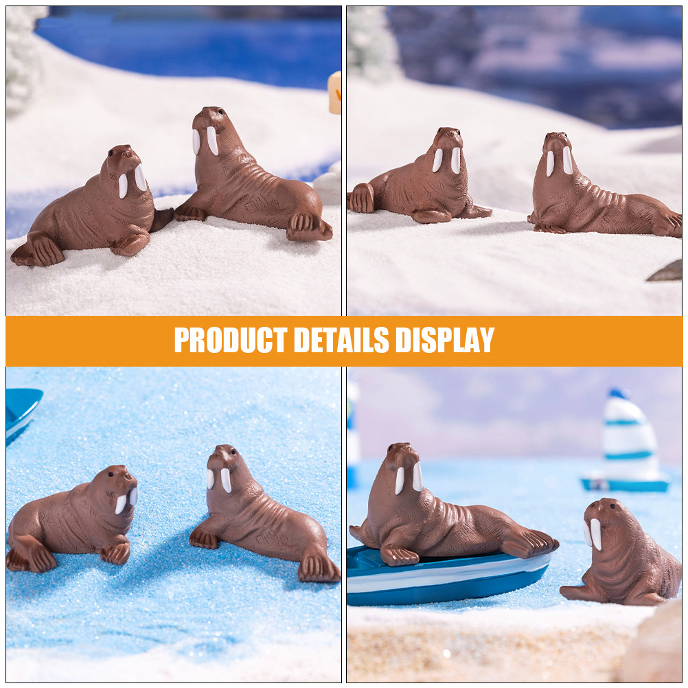 2Pcs Resin Walrus Miniature De - Ocean Aquarium 评论和价格