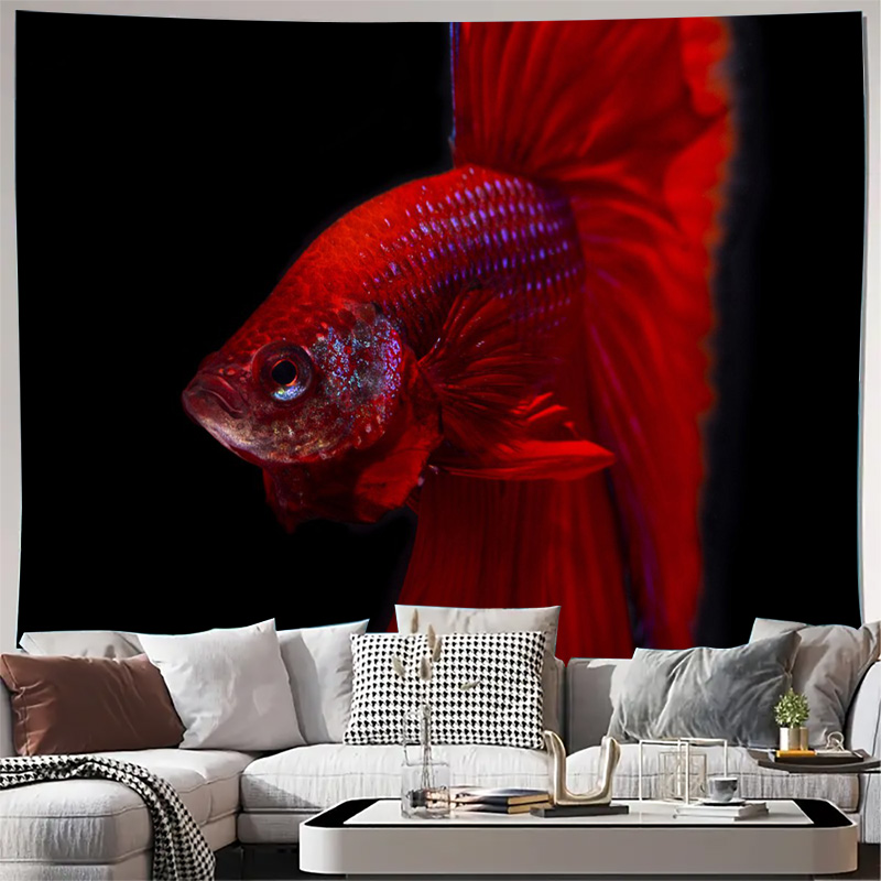 Vibrant Red Betta Fish Tapestr - Ocean Aquarium 评论和价格