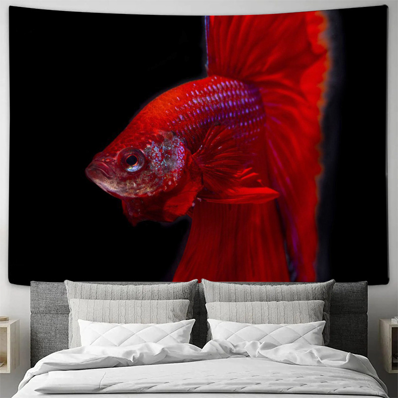 Vibrant Red Betta Fish Tapestr - Ocean Aquarium 评论和价格